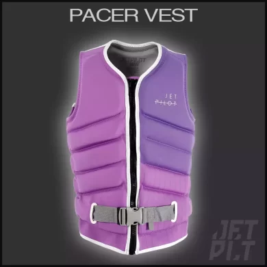 2023-jetpilot-ladies-pacer-100% stretch neoprene for a comfortable fit, this vest also features Freelite L50S Approved Bevelled Edge Buoyancy PVC Foam.