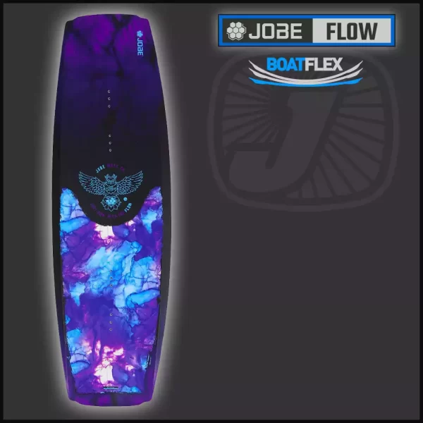 JOBE-FLOW Ladies Wakeboard Hybrid/Blended rocker that phases from an aggressive tip and tail into a mellow centre for a consistent kick off the wake.