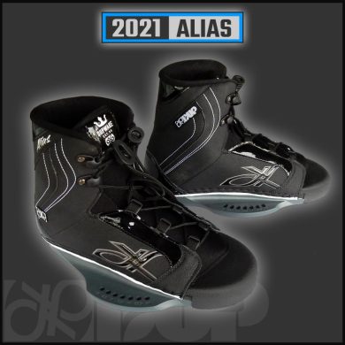 Double Up ALIAS Wakeboard Bindings are a Premium fit with ultimate adjustability a soft floating tongue, Soft PU Upper makes this a great fitting boot.