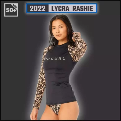 ripcurl Dreamers Ladies Long Sleeve Rash Vest is a great women's rash guard top. Designed with shimmering golden print from the Dreamer collection.