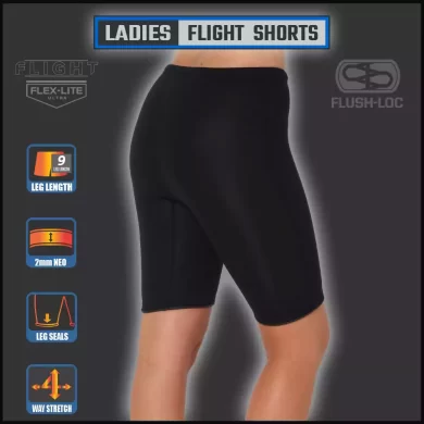 2024-jetpilot-ladies-FLIGHT 9 inch Neo Shorts made of Flex-Lite Ultra Neoprene