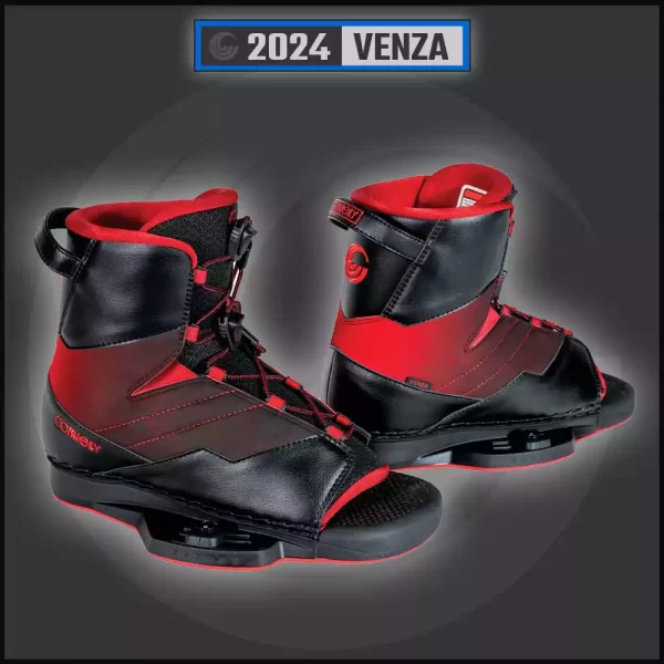 connelly VENZA Wakeboard boot design can accommodate a wide array of foot sizes with a liner that stretches out or cinches down to the desired fit.